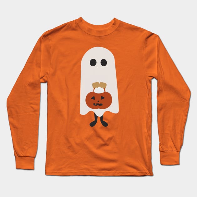 Cute Little Boo With A Treat Basket Long Sleeve T-Shirt by Little Designer